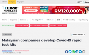 Malaysian companies develop Covid-19 rapid test kits