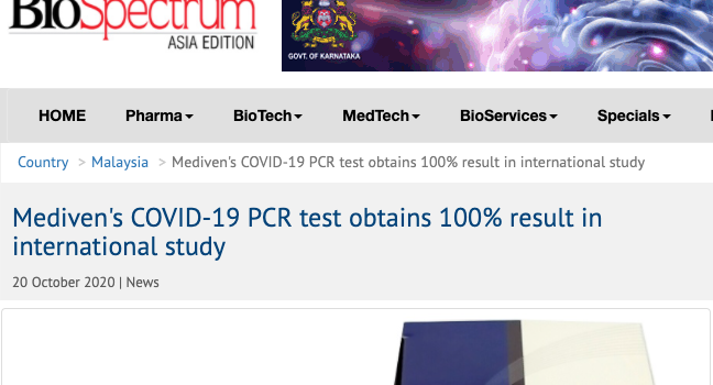 Mediven’s COVID-19 PCR Test Obtains 100% Result in International Study Mediven®'s COVID-19 PCR Test Obtains 100% Result in International Study