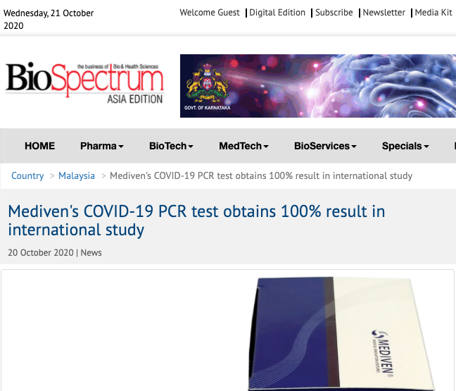 Mediven®'s COVID-19 PCR Test Obtains 100% Result in International Study
